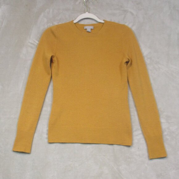 Hayden Womens Cashmere Crew Neck Long Sleeve Pullover Sweater Mustard Yellow XS - Picture 1 of 7